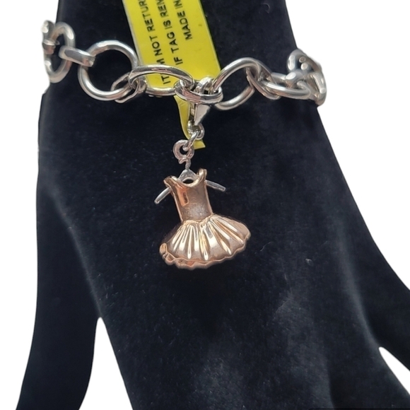 NWT .925 Sterling Silver Pink Rose Gold Ballet Tutu Bracelet Charm (Charm Only) - Picture 3 of 4
